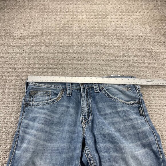 Silver Jeans Zac Men Size W33 / L34 Denim Pants Washed Blue Straight Leg Casual - Picture 12 of 16